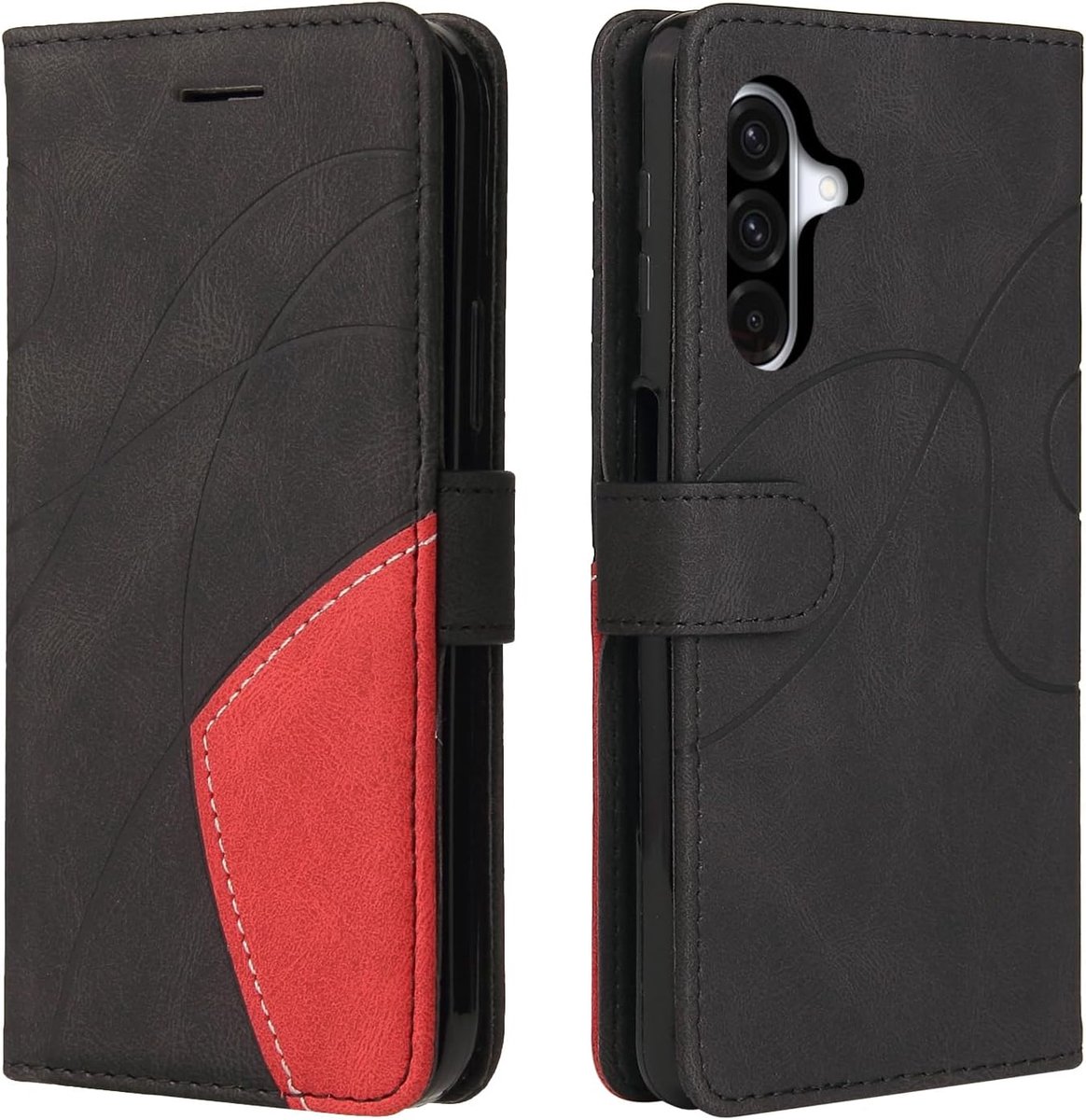 Hoesje voor Samsung Galaxy A56 5G, PU-lederen folio-klaphoesje met kaartsleuven en magnetische sluiting, beschermend telefoonhoesje voor Samsung Galaxy A56 5G, zwart