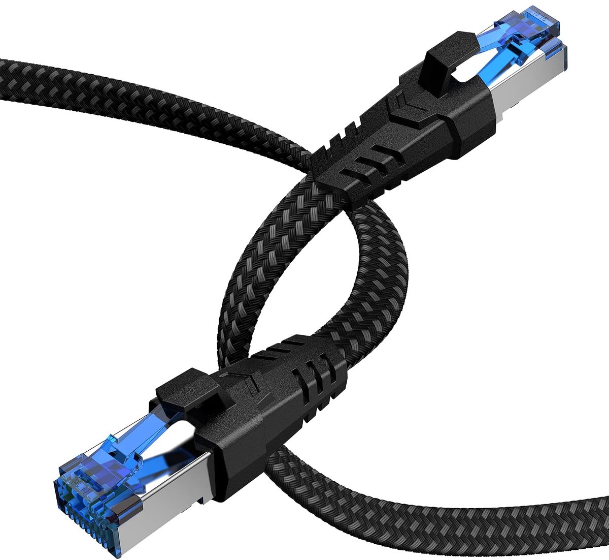 Ethernet-Kabel, 25 M, Cat. 8, 40 Gbps, Lange High-Speed Netwerkkabel, 2000 MHz RJ45, Platte Gevlochten Nylon Internetkabel, Compatibel Met Cat. 7/6/5