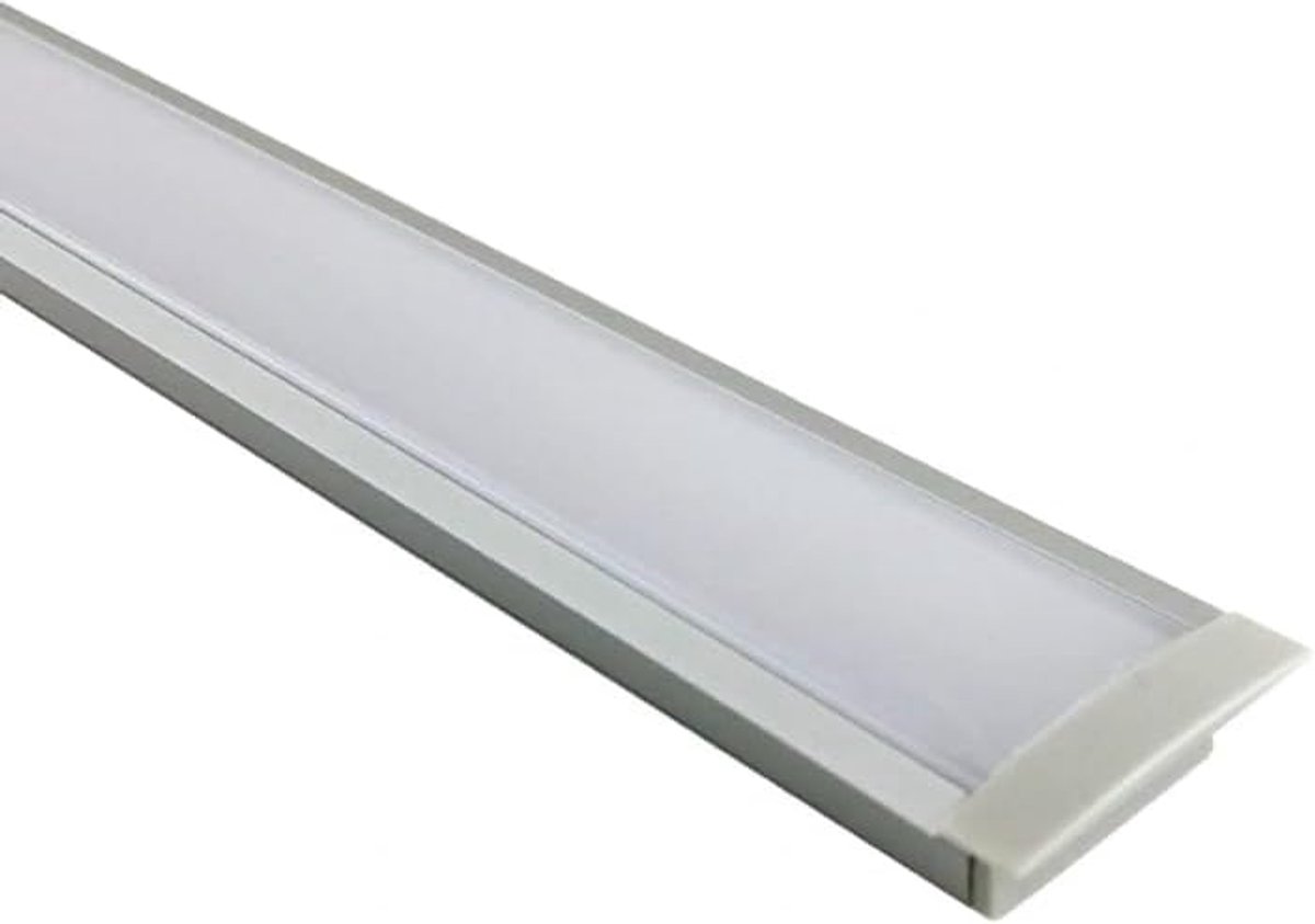 Led-inbouwprofiel, 2 m, 10 mm vlak, aluminium, met matte afdekking