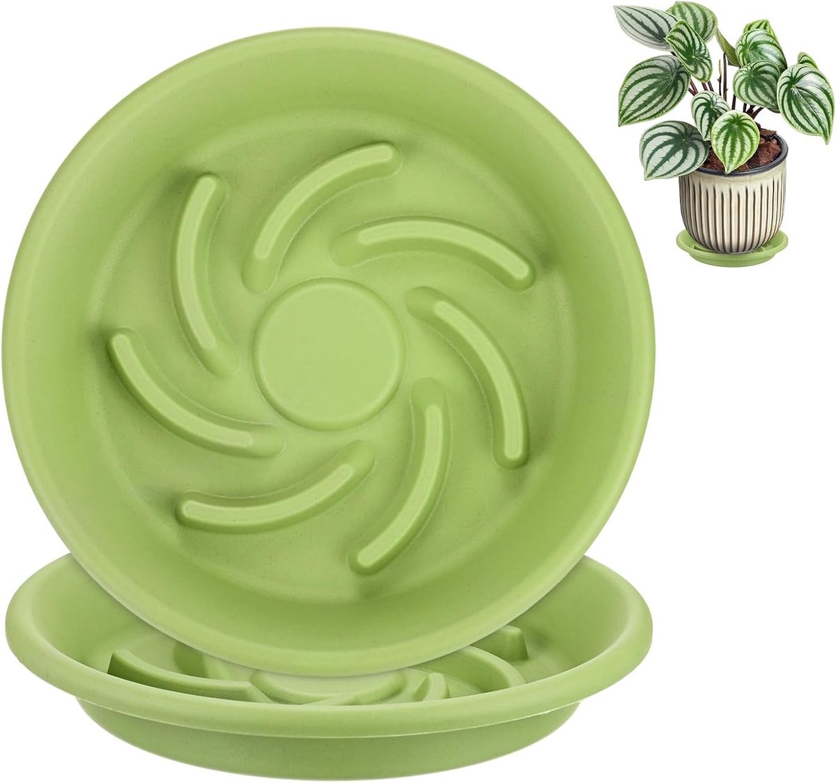 Schotels, 5,5 inch ID anti-rot wortel hars bloempot plantenschotels voor binnen/buiten, bloempot druppelbak [7,1 inch OD, Fruit ]