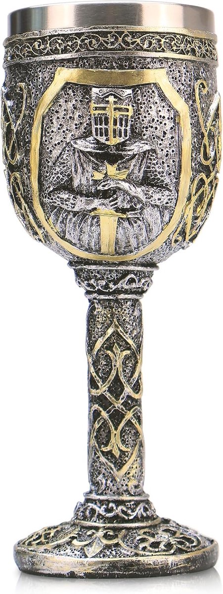 gotische kelk van roestvrij staal, Dungeons en Dragons Vikingkrijger piraat, harslichaam met roestvrijstalen inzetstuk, decoratieve beker, feestcadeau voor verjaardagen, 200 ml (draak)