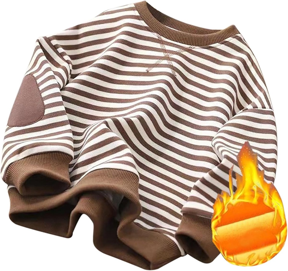 Klassiek gestreept sweatshirt voor jongens en meisjes, ronde hals, lange mouwen, dik en warm, casual fleece trui