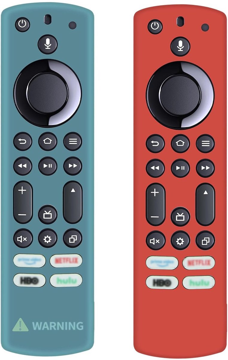 (2 stuks) siliconen beschermhoes vervangende afstandsbediening set voor Stick 4K Max/Toshiba/Insignia/Pioneer/Omni(QLED) serie tv-afstandsbediening (siliconen, helder blauw en rood)