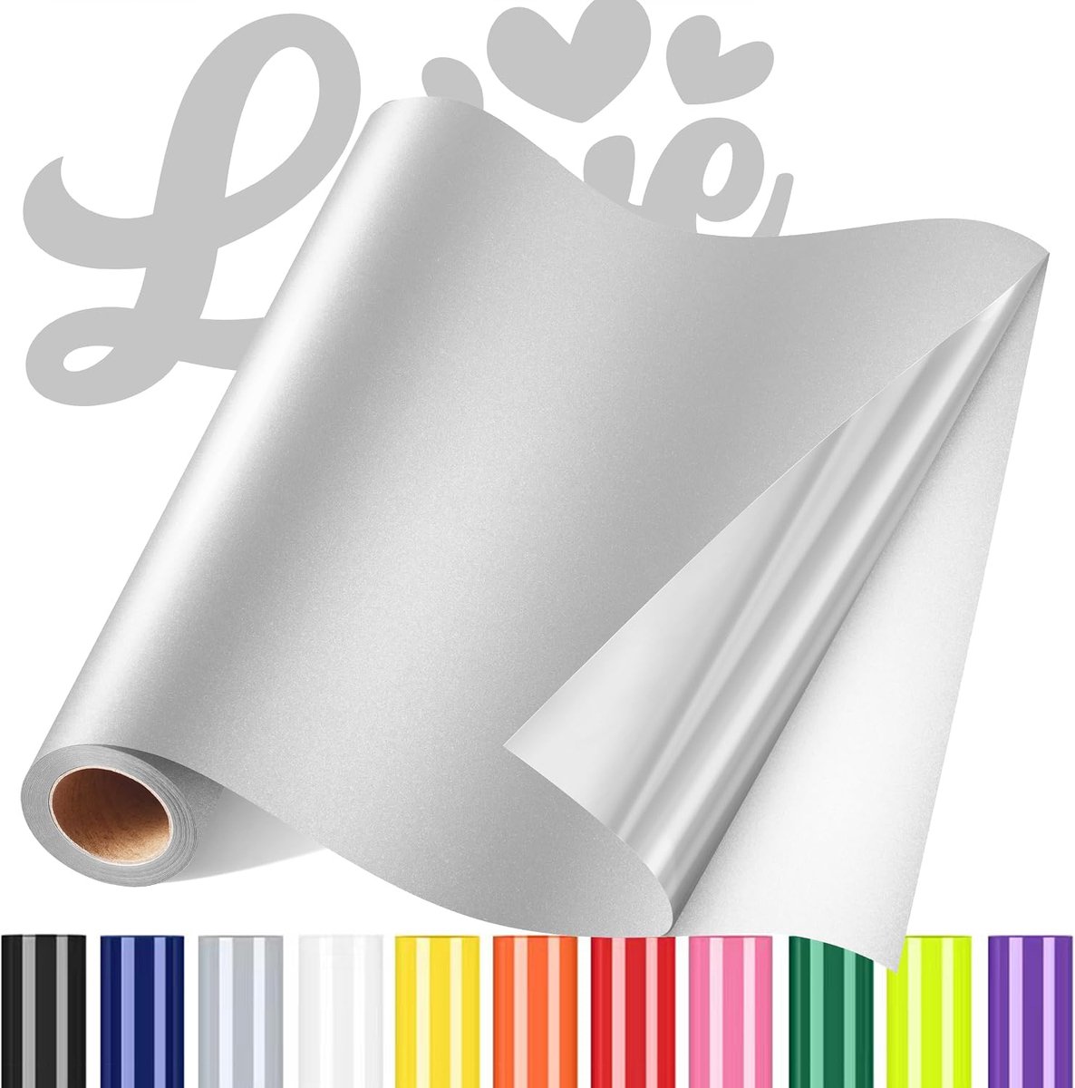 Vinyl om op te strijken voor stoffen, vinyl sticker voor T-shirt zilver | 30,5 x 183 cm thermotransferfolie, volume stoffen om op te strijken, voor T-shirt, tas, hoed, doe-het-zelfgeschenken