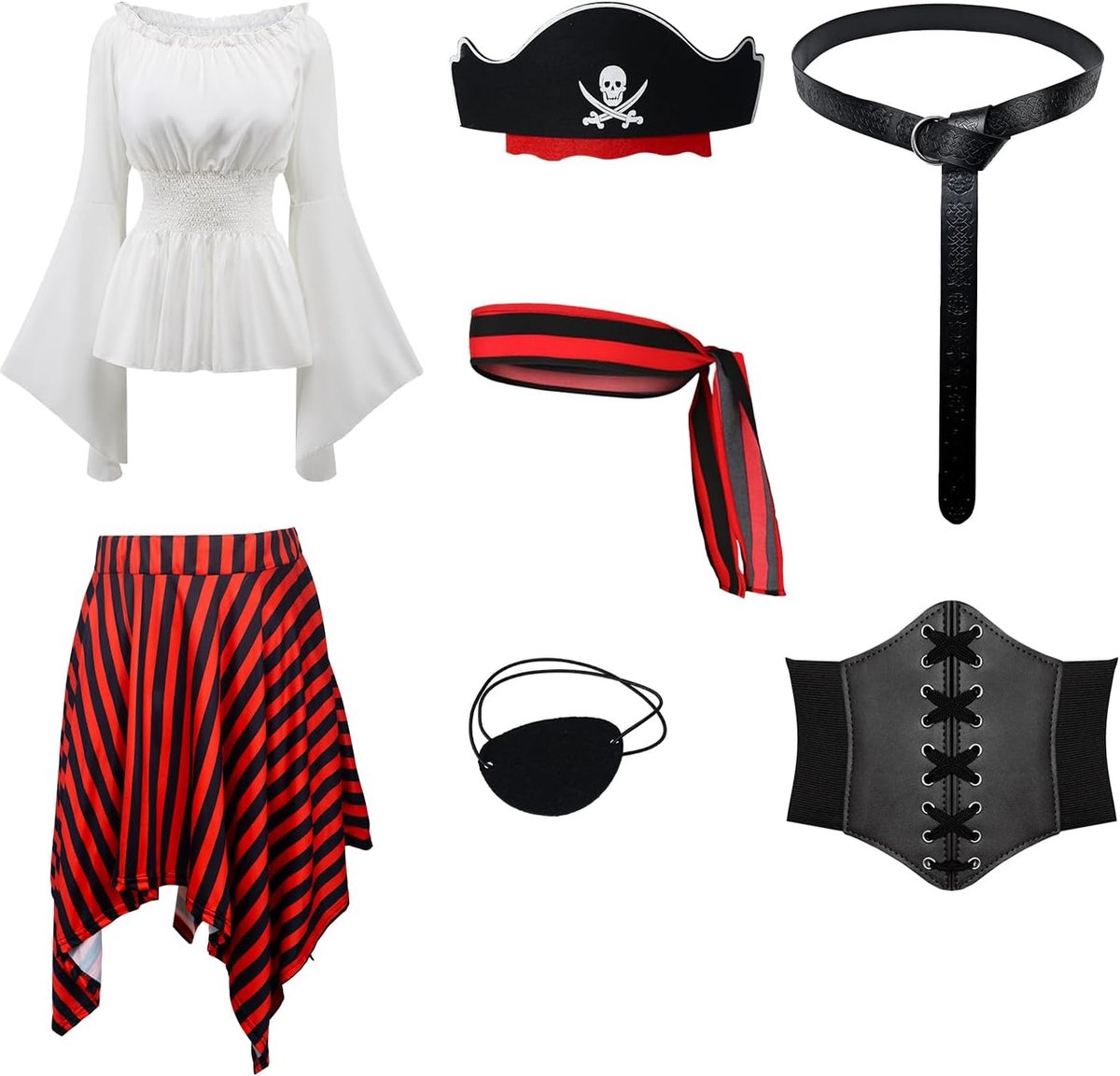 Piratenkostuum voor dames, middeleeuws, Vikingkleding, renaissance, jurk, piratenkostuum, vrouwen, voor Halloween, carnaval