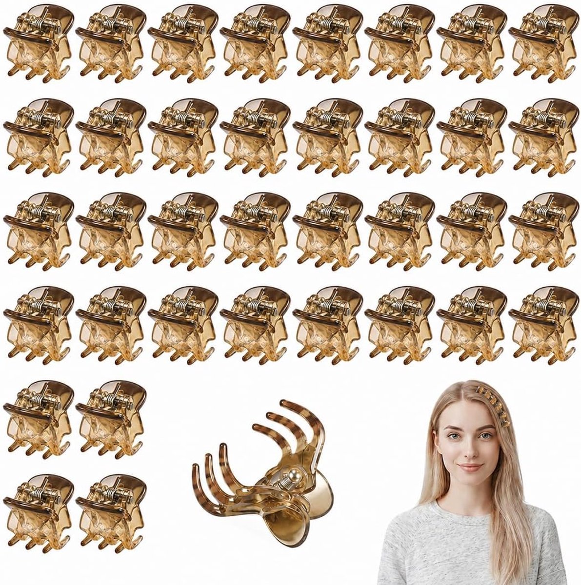 36 stuks kleine haarspelden, standaardmaat, lichte barnsteen, antislip clips
