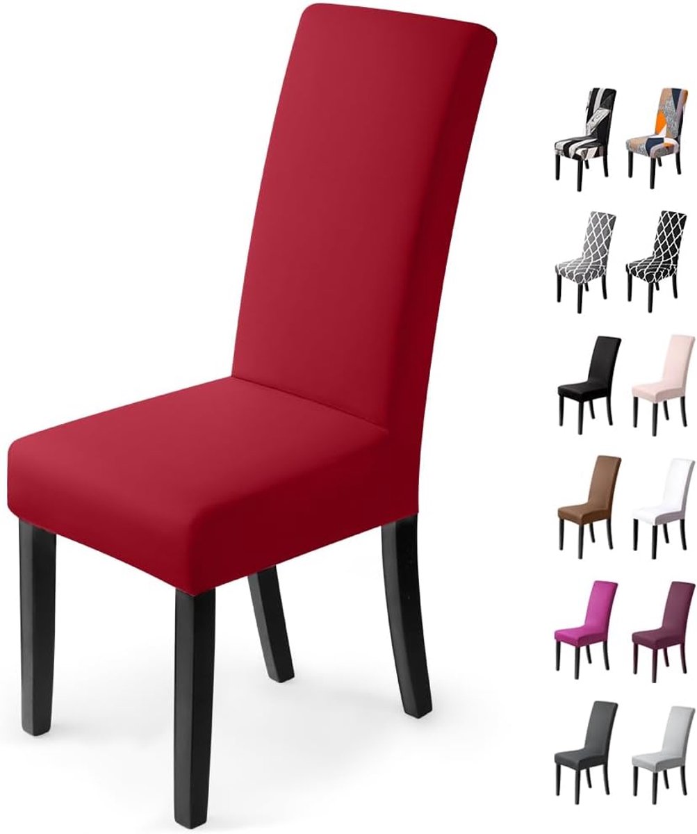 Stoelhoezen 6 Stuks Stoelhoes Stoelhoezen voor Eetkamerstoelen Verwijderbare Wasbare Eetstoelhoezen voor Hotel, Eetkamer, Banket, Decor voor Bruiloftsfeest(6 Stuks, Rood)