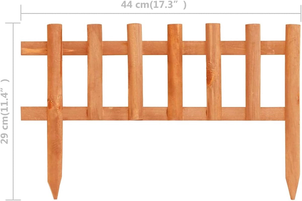 Graskanten van dennenhout met rustiek design, 44 × 29 cm, 10 stuks, weerbestendig, voor bloembedden en gazonranden in de tuin