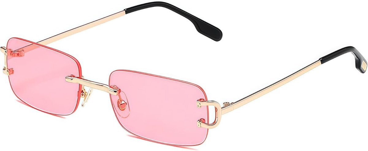 Rechthoekige zonnebril dames heren vintage retro frameloze vierkante bril