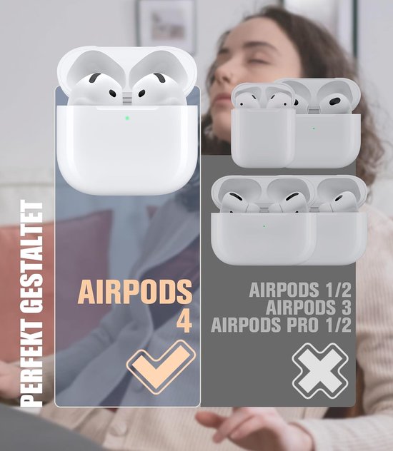 Hoesje voor Airpods 4 (2024) met sleutelhanger, led aan de voorkant, zachte siliconen schokbestendige hoes, ondersteuning voor draadloos opladen - blauw (Midnight Blue) — afbeelding 2