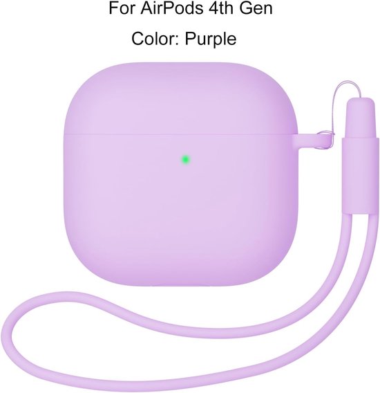 Hoes Compatibel met AirPods 4th Generation hoes (2024) met reinigingsset, Beschermend Siliconen hoesje voor Airpods 4, LED vooraan zichtbaar (Lichtpaars) — afbeelding 2