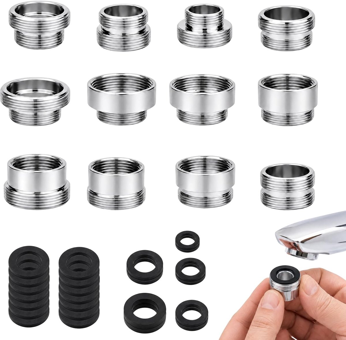 12 stuks kraanadapters, universele kraanadapters met schroefdraad
