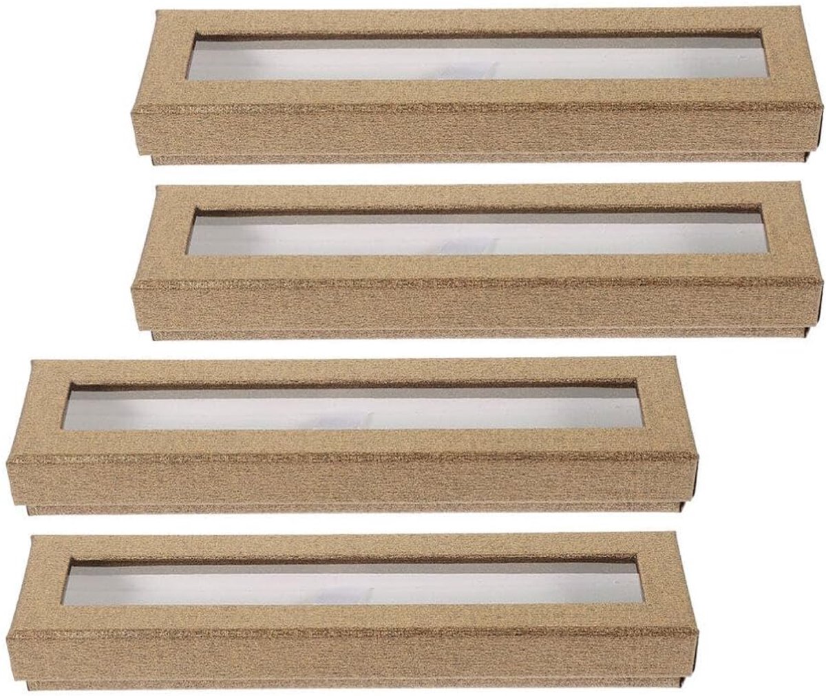Lege pennendoos, 4 stuks, vulpen display dozen met transparant venster, kartonnen pen verpakking voor sieraden, potlood, balpen, potlood