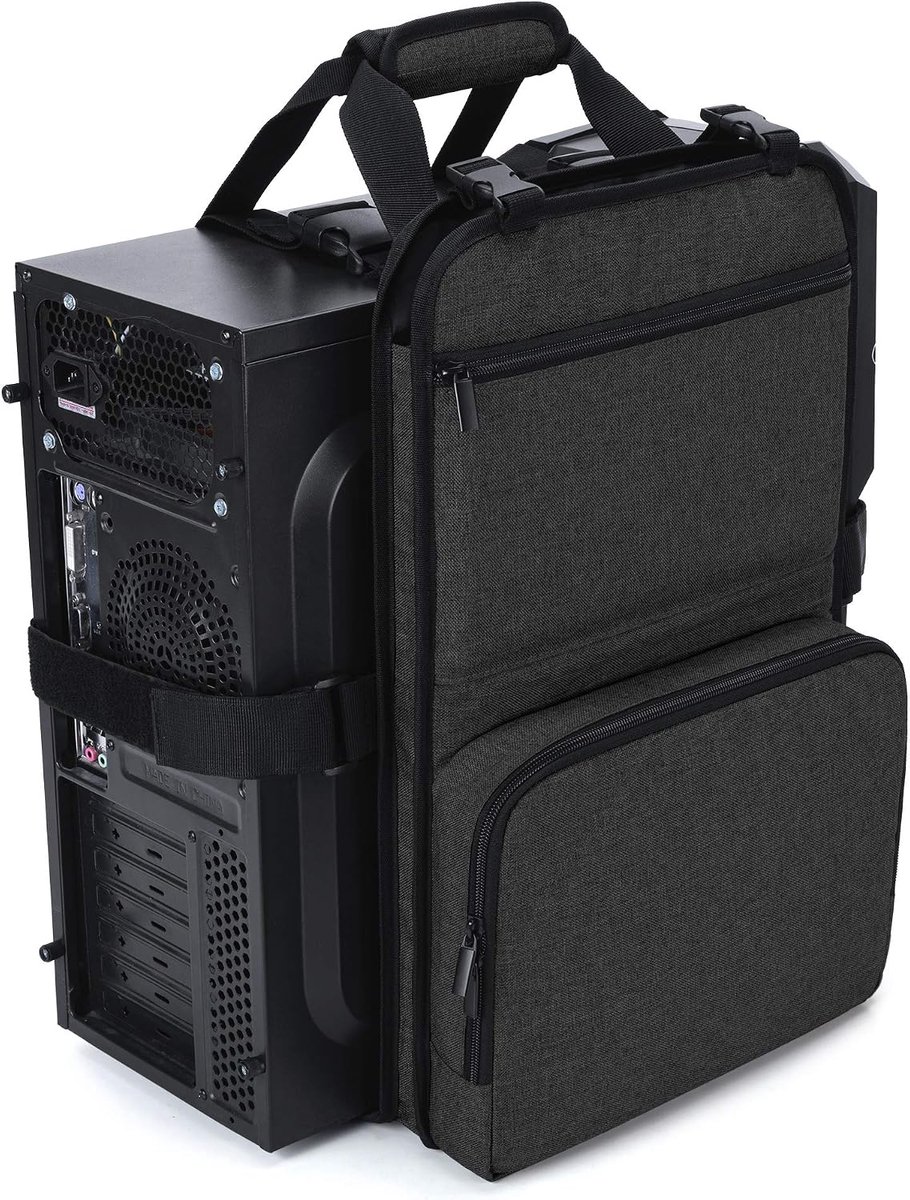 Pc-Toren Draagriem Met Handvat, Desktop-Draagtas Met Vakken Voor Toetsenbord, Kabel En Computeraccessoires, Ideaal Voor Transport Onderweg (Gepatenteerd Ontwerp)
