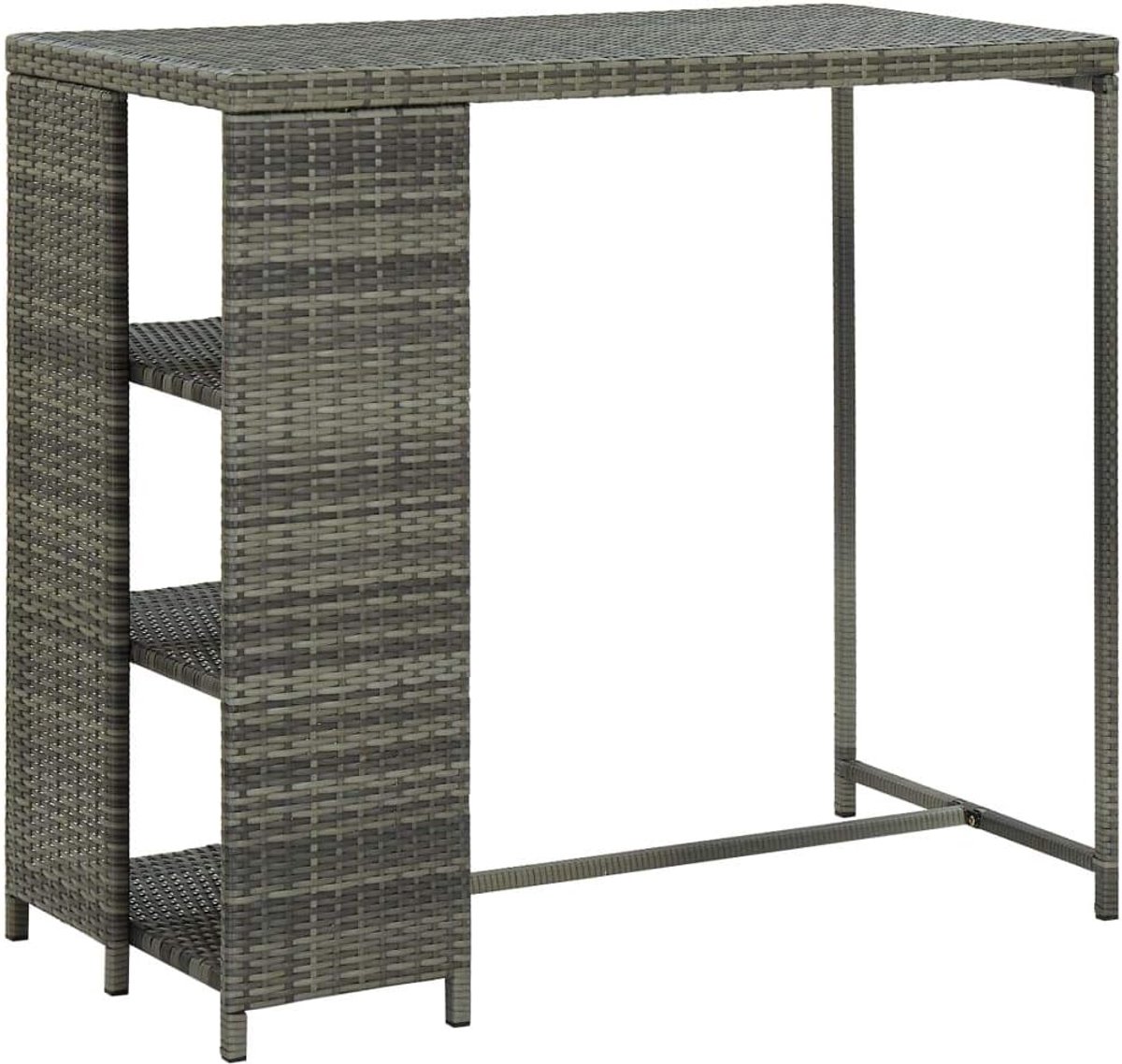 Poly rattan met opbergrek bistrotafel 120x60x110 cm grijs