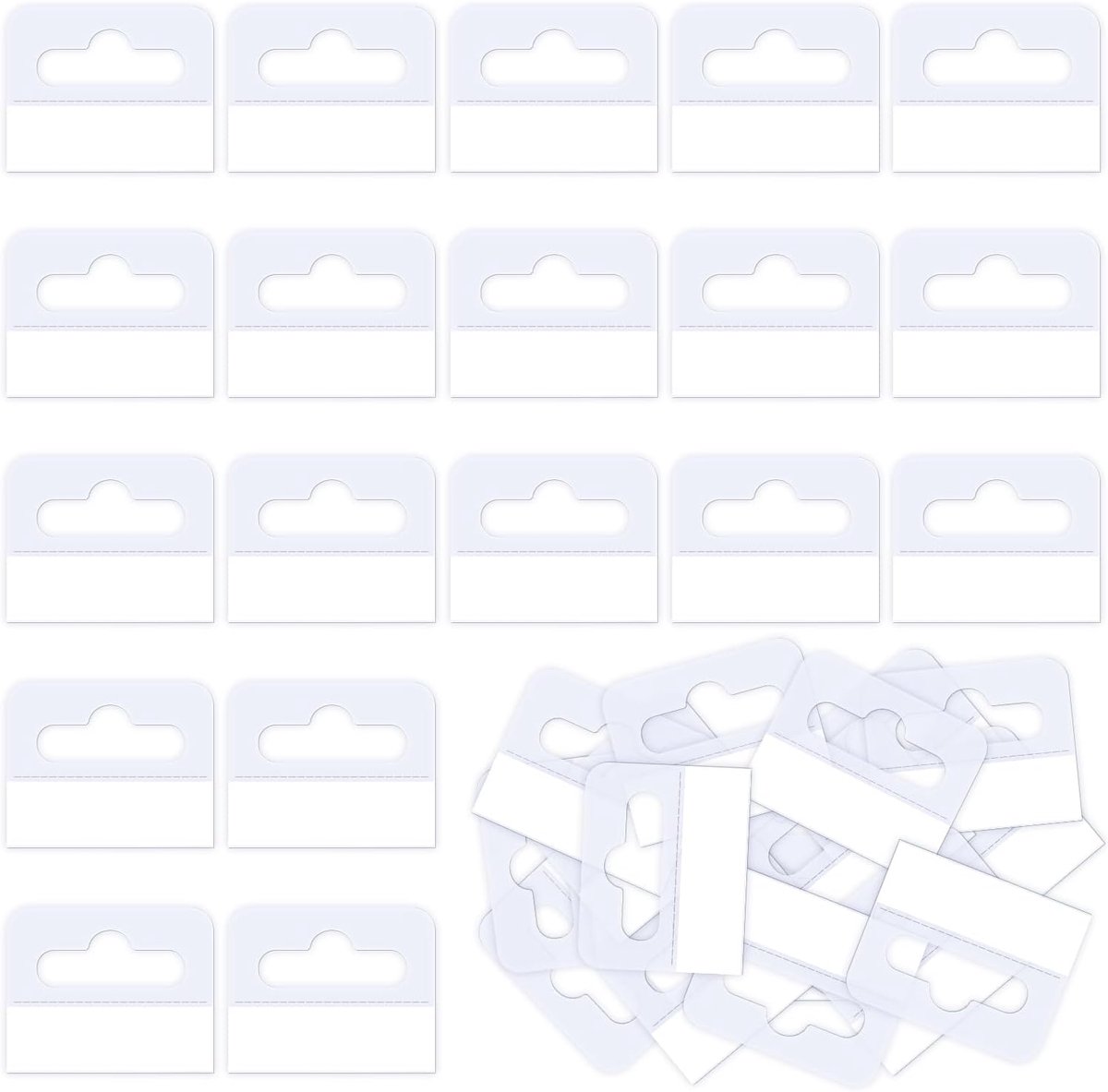 100 transparante zelfklevende ophangtabs, met sleufgat voor kantoor, thuis, verkoopartikelen, winkelpresentaties (4 cm × 3,6 cm)
