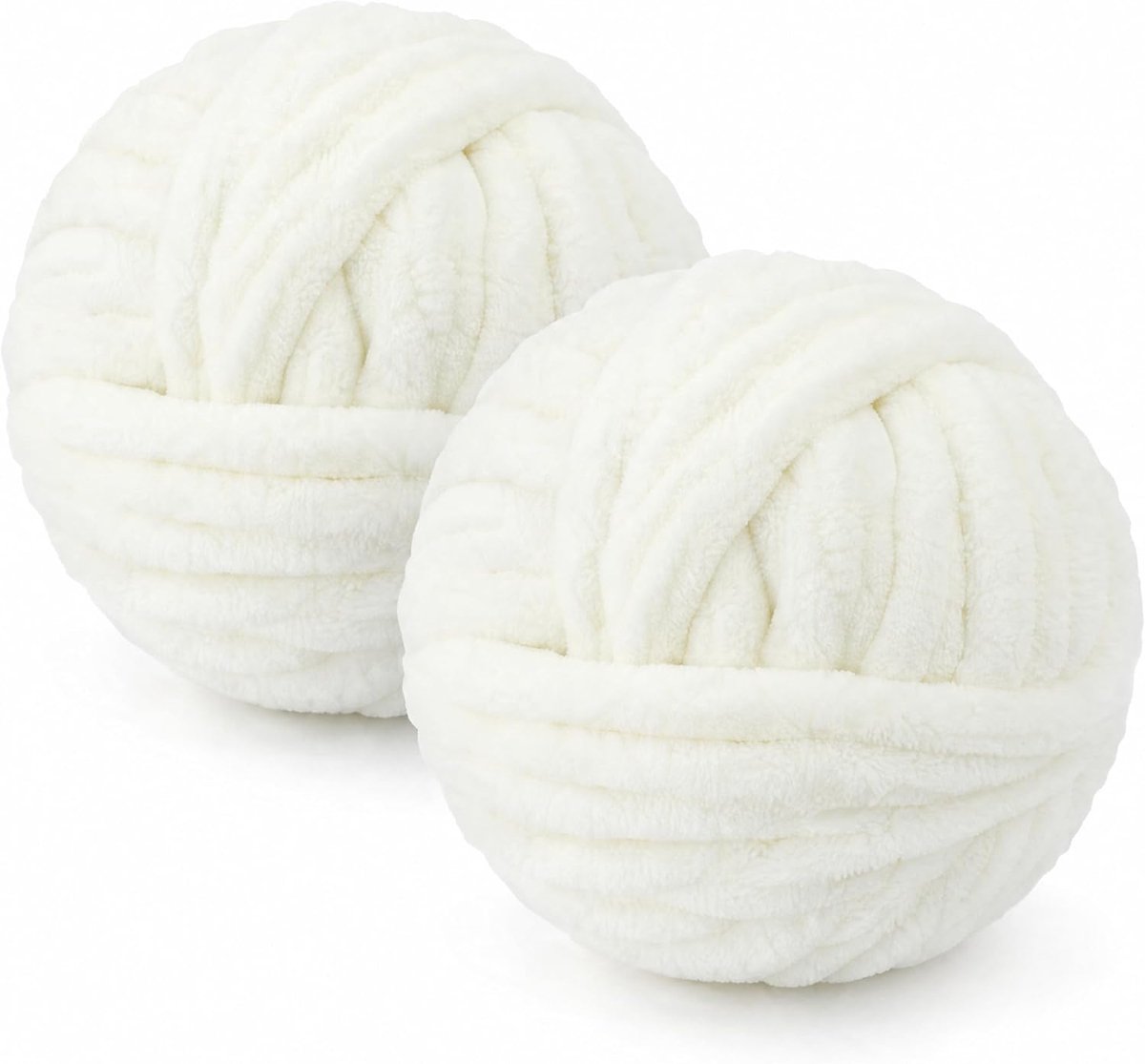 Wolgaren, 500 g (2 x 250 g), 54 m, dikke wol, zachte chenille, dikke garen, armbreien, wol, deken garen om te weven, dekens, sjaals, mutsen, huisdier, wit