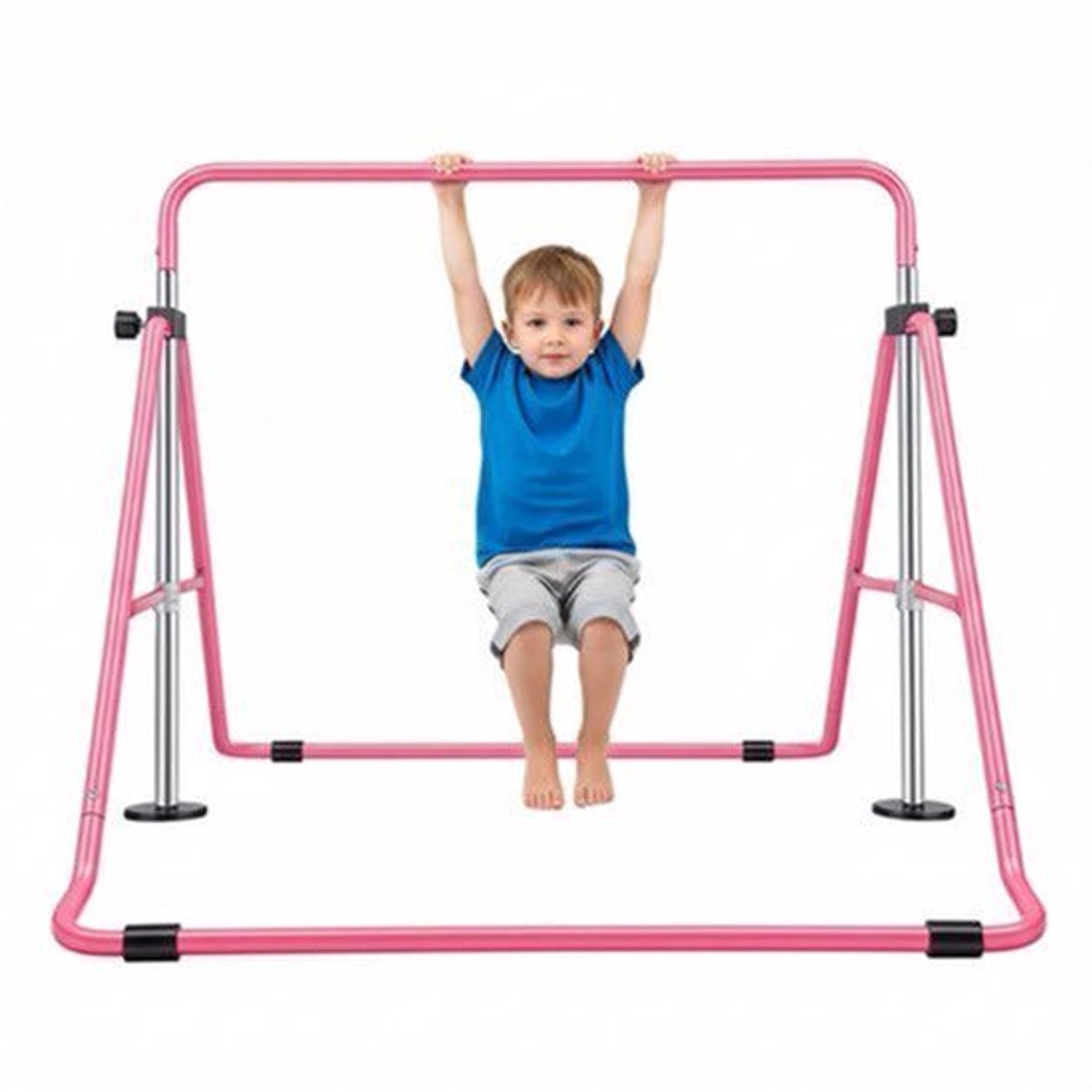 Kindergymnastiek Bar Roze - Opvouwbaar Stalen Frame - 220 lbs Draagvermogen - Voor Binnen En Buiten - Gymnastiekstok