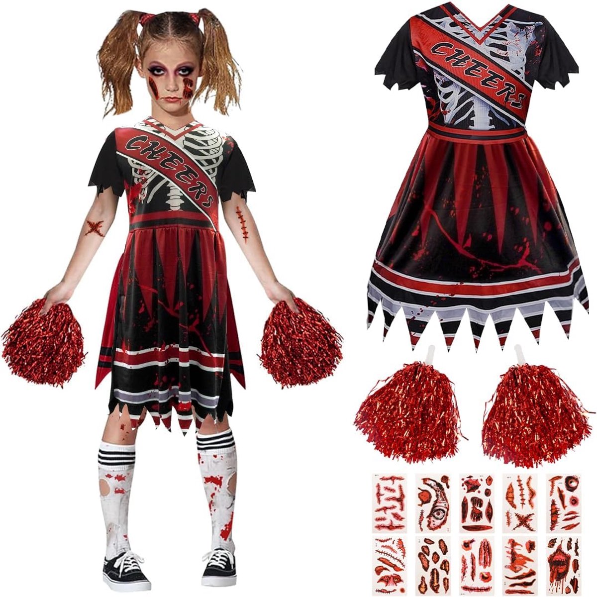 Kostuums, cheerleading set voor meisjes, Halloween en carnaval kostuums