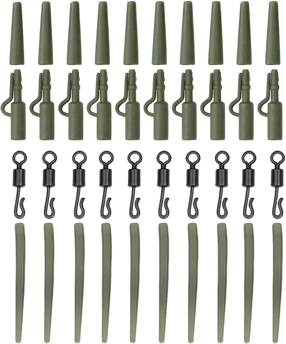 Set met clips lood en wervels voor karpervissen, 40 stuks