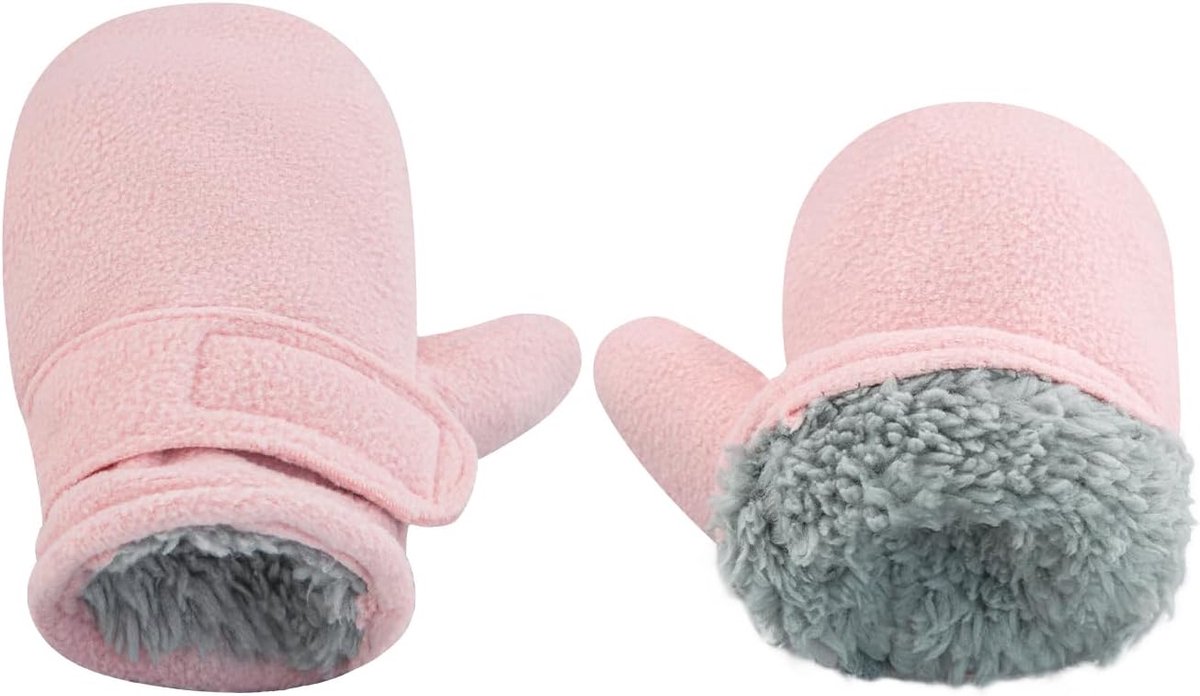 Handschoenen voor baby's, fleece gevoerd, voor peuters, jongens, warme en zachte handschoenen voor baby's, meisjes, verstelbare wanten voor buiten