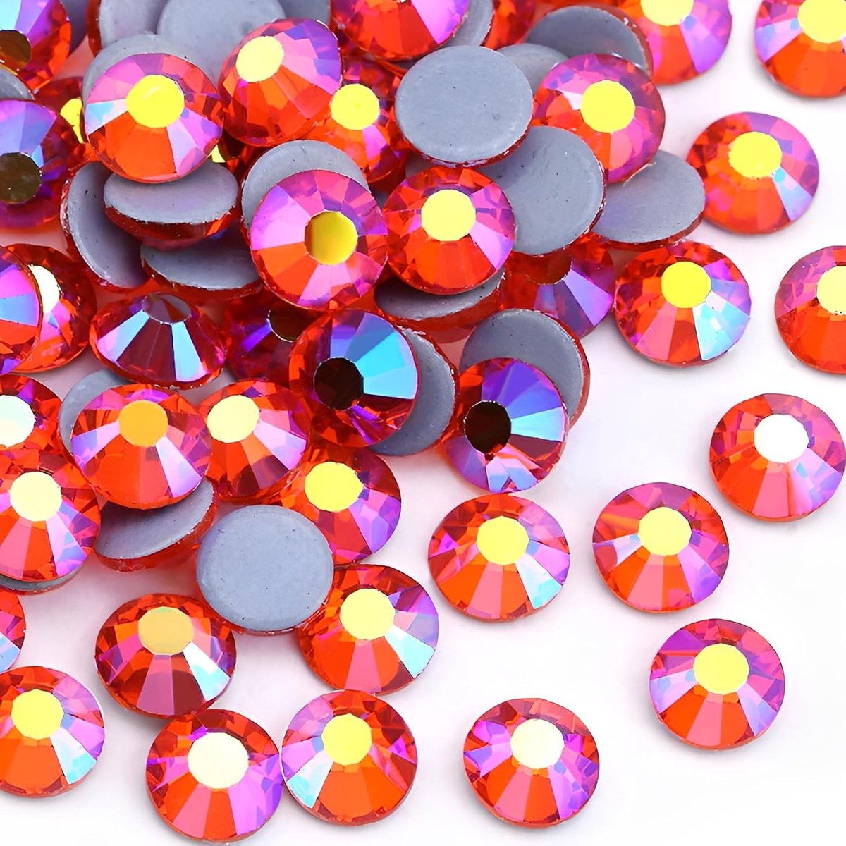 2880 stuks Hotfix Kristal Platte Achterkant Strass Glas Diamanten Edelstenen voor Knutselen Kunstambachten Decoraties Kleding Schoenen 4,8 mm SS20 Oranje Siam AB