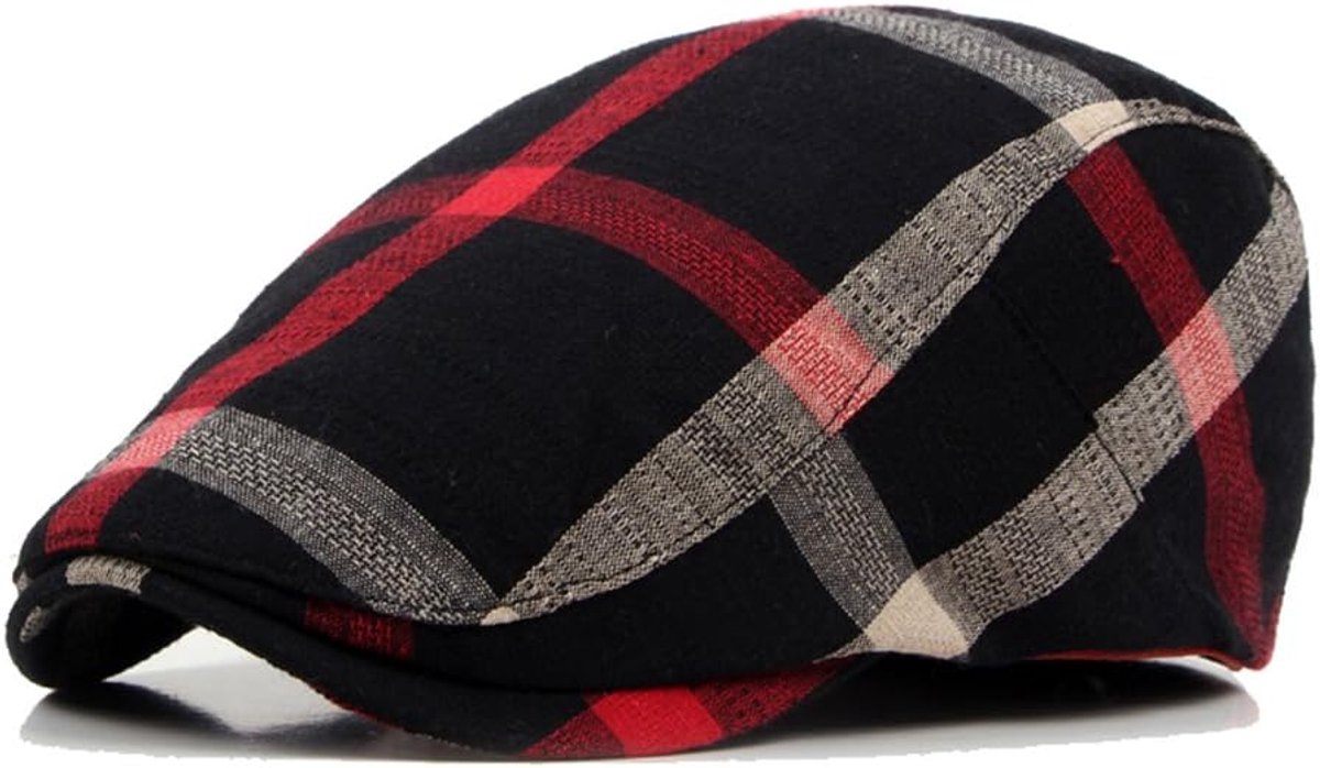 Pet voor Uniseks Baret Heren Platte Petten Gatsby Newsboy met Geruite Patroon