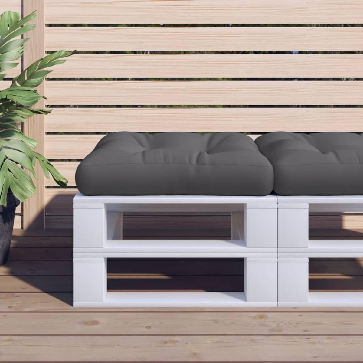Antraciet, 58 x 58 x 10 cm, set van 4 outdoor zitkussens van duurzaam polyesterweefsel met zachte holle vezelvulling voor tuinmeubelen, krukken en terrasmeubels