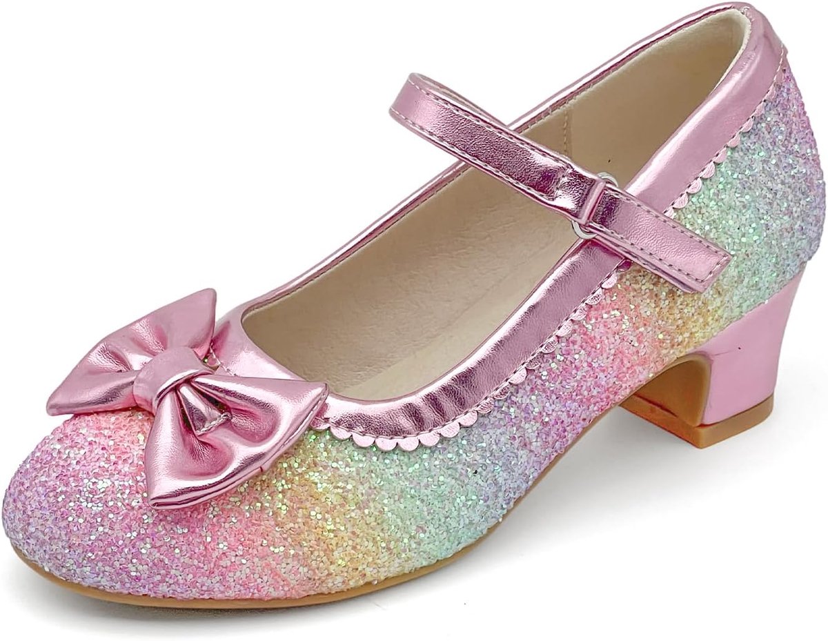 Schoenen voor meisjes, Mary Jane, schoenen met hak met pailletten, dansschoenen voor kinderen, voor feestjes, cosplay, verjaardag, ceremonie, bruiloft, glanzende schoenen