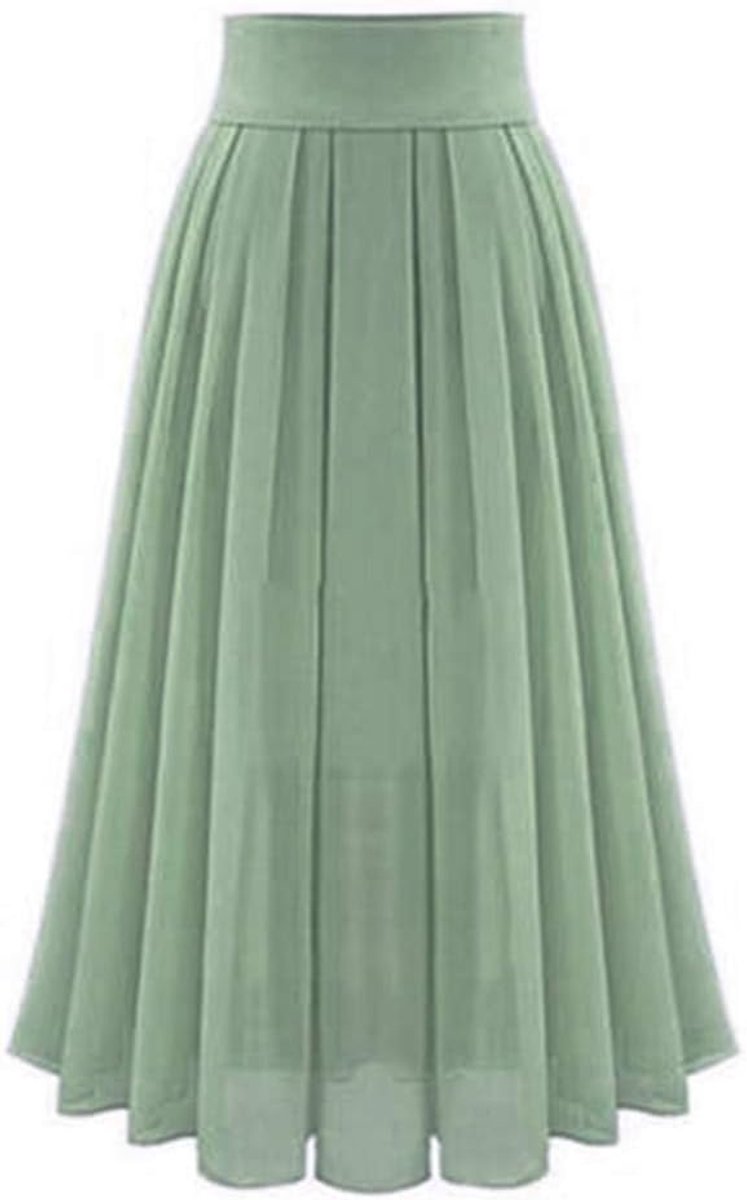 Damesrok, hoge taille, geplooid, uitlopend, trapezium, portefeuille, modern, klassiek, modieus, comfortabel, licht, zacht, casual, zakelijk, A161