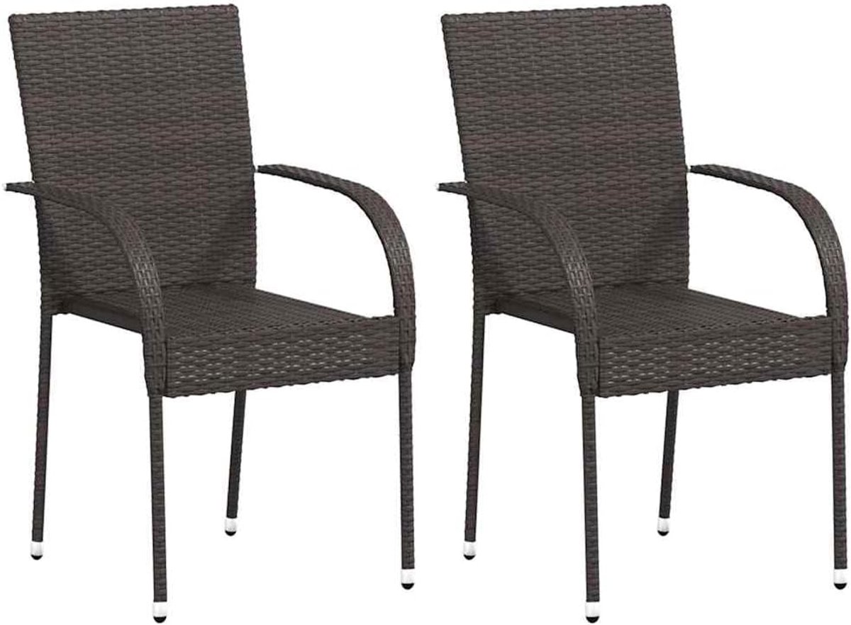 Eetkamerstoelen voor buiten, stapelbaar, van synthetisch rotan, 2 stuks, frame van gepoedercoat staal, waterdicht en licht, voor tuin, binnenplaats, terras, capaciteit