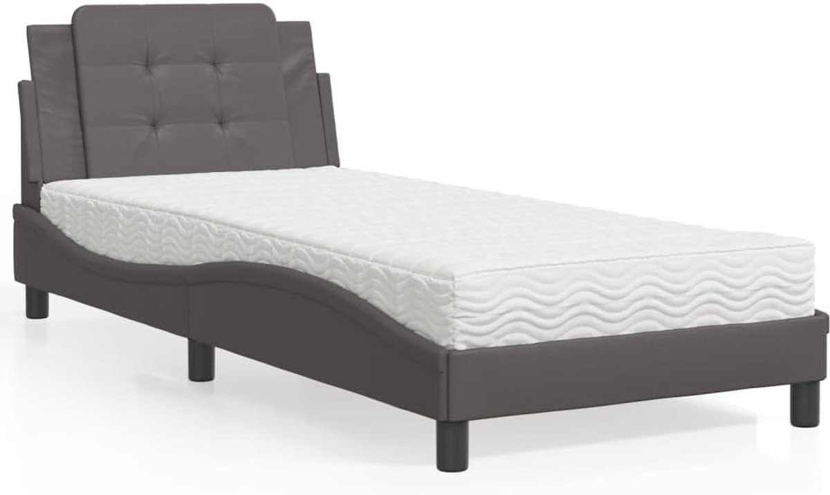 Zonder matras Zadar grijs 100x200 cm kunstleer met hoofdeinde en lattenbodem voor optimaal slaapcomfort en elegante inrichting