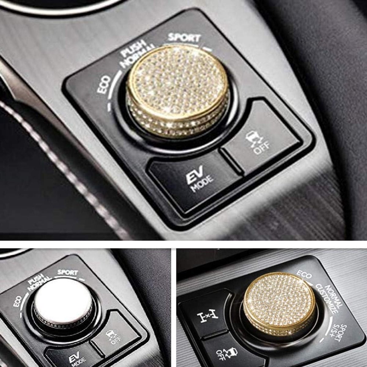Interieur Trim Bling Accessoires Rijmodus schakelknop Strass Crystal Decals geschikt voor Lexus GS ES IS NX RX RC 2012-2018 large size Goud