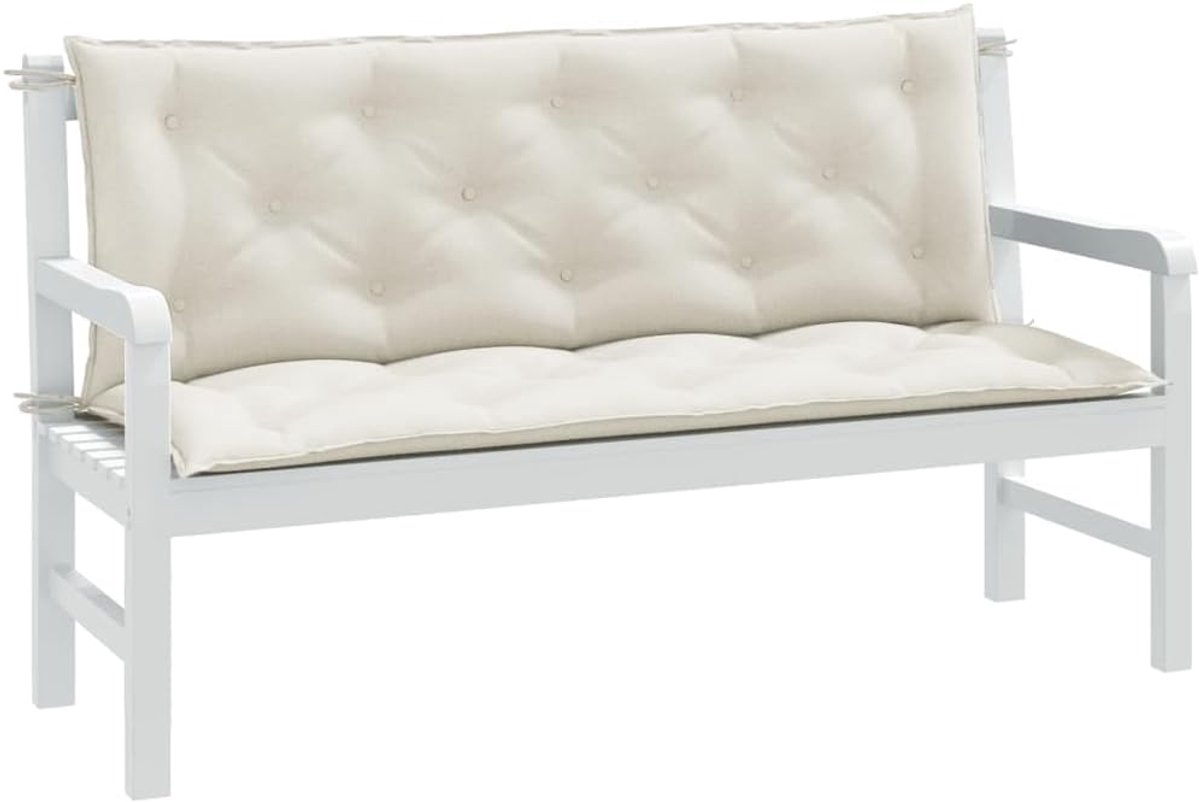 Kussens voor tuinbank, 2 stuks, melange crème, 150 x 50 x 7 cm, gemaakt van duurzaam polyester met zachte holle vezelbekleding voor optimaal zitcomfort, antislip ontwerp