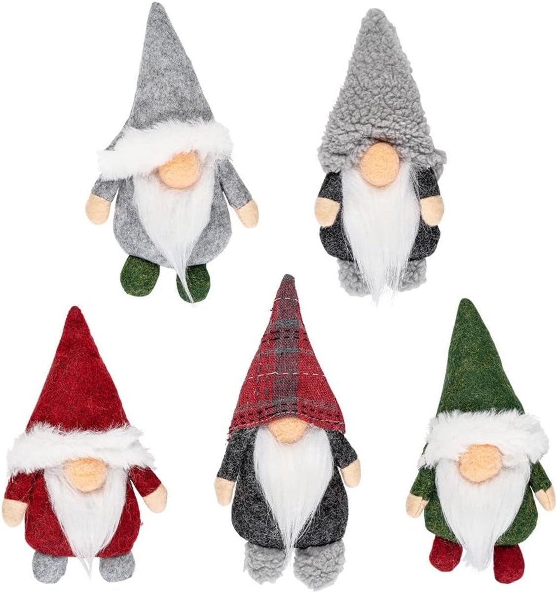 Kabouterfiguren om te naaien of plakken | 14 cm hoog | 5 stuks
