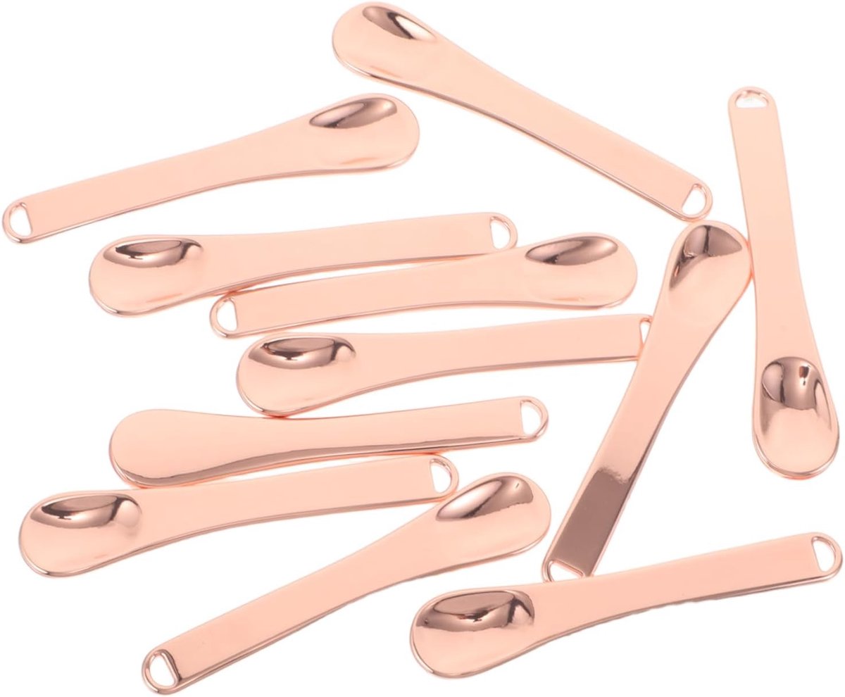 20 Stuks Metalen Gezichtsspatels Roségoud Compacte Cosmetische Lepelset voor Crèmes Oogverzorging Hygiënische Applicator voor Dagelijkse Reisgebruik