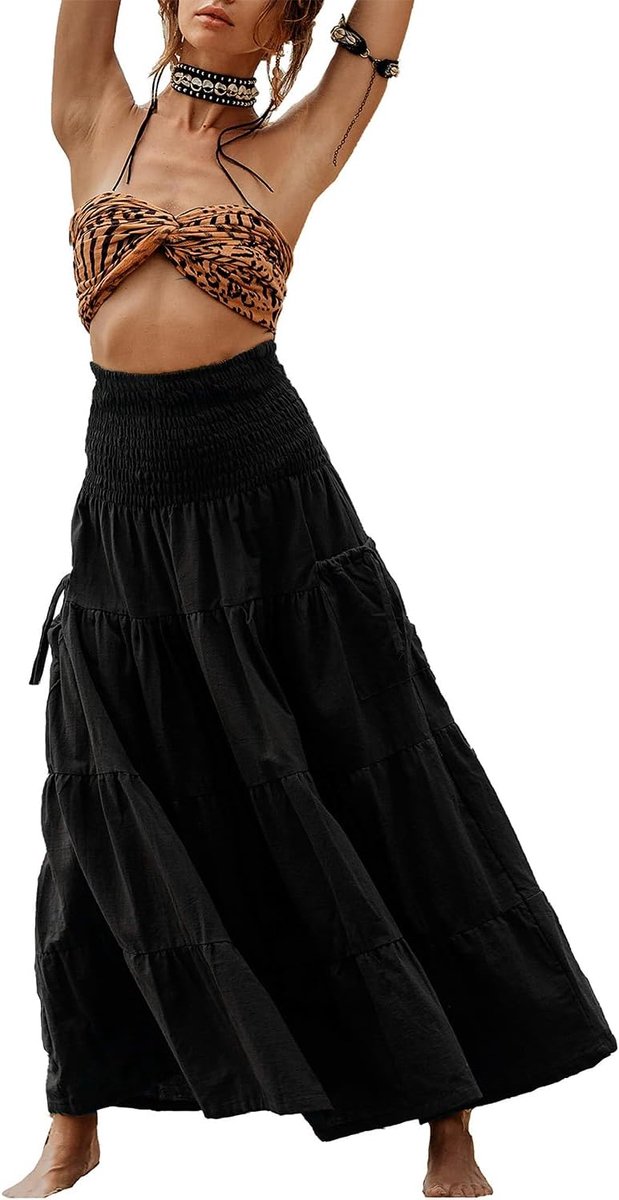 damesrok, Bohemian strandjurk, casual, zomer, 2-in-1 jurk, elegante rok met zak