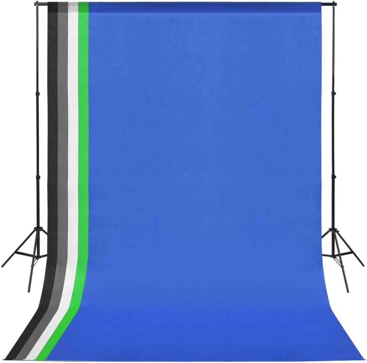 Fotostudio-set met achtergrondsysteem, 5 gekleurde achtergronden 1,6 x 3 m, verstelbare statiefset voor portretten, reclamefotografie en video-opnames