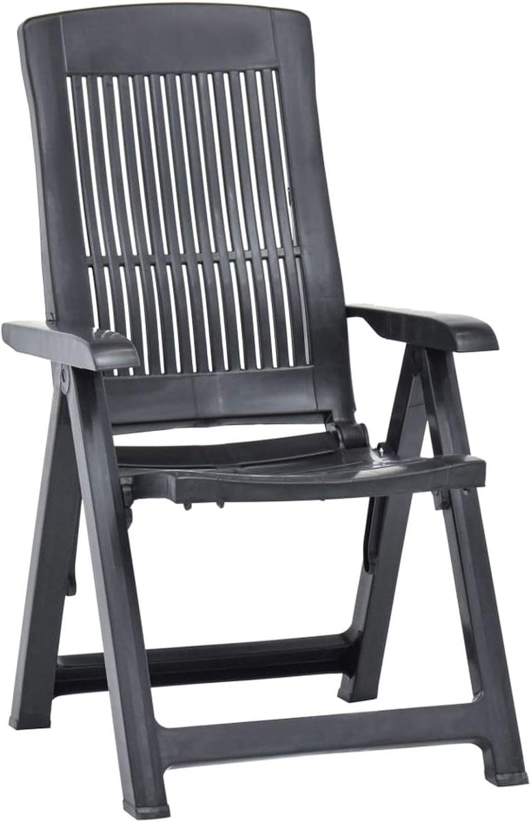 2 stuks verstelbare tuinstoelen, rugleuningstoel, weerbestendig en onderhoudsvriendelijk, hoge rugleuningstoel, klapstoel, terrasstoel, tuinmeubelen, balkonstoel, kunststof, antraciet