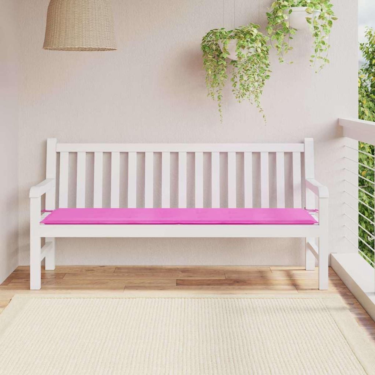 Bankkussen, roze, 150 x 50 x 3 cm, van duurzame Oxford-stof met vulling van polyurethaanschuim, modern design voor woonkamer en buiten, onderhoudsvriendelijk zitkussen