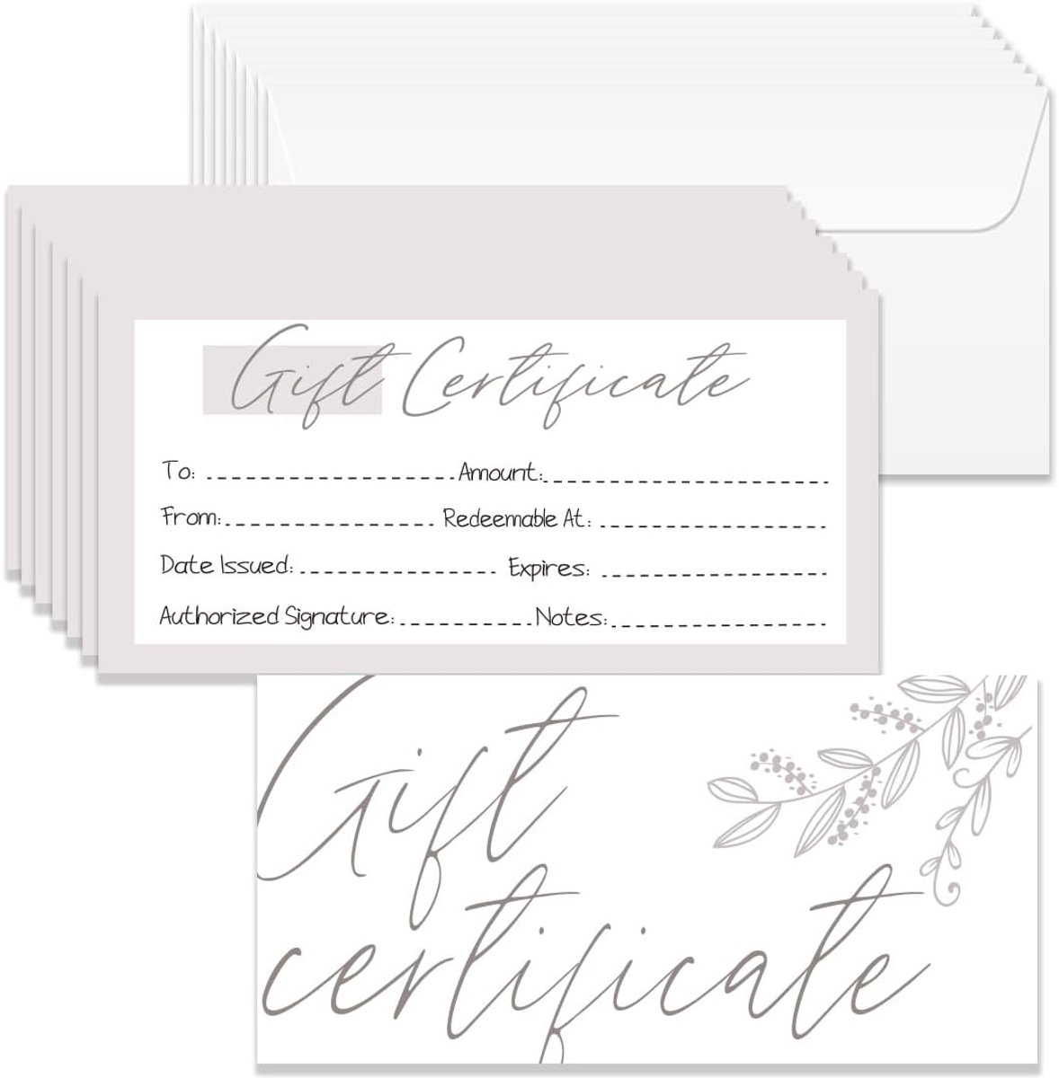 40 sets cadeaubon voor bedrijven, blanco cadeaubonnen met enveloppen, 17 x 8,5 cm, minimalistische handschriftkaarten, vouchers voor vakantie, verjaardag, restaurant, spa make-upsalon