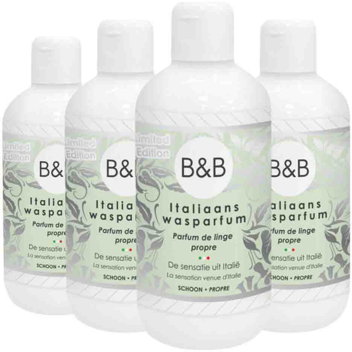 B&B Italiaanse Wasparfum - Limited Edition Schoon - 4 x 250 ml - Voordeelverpakking