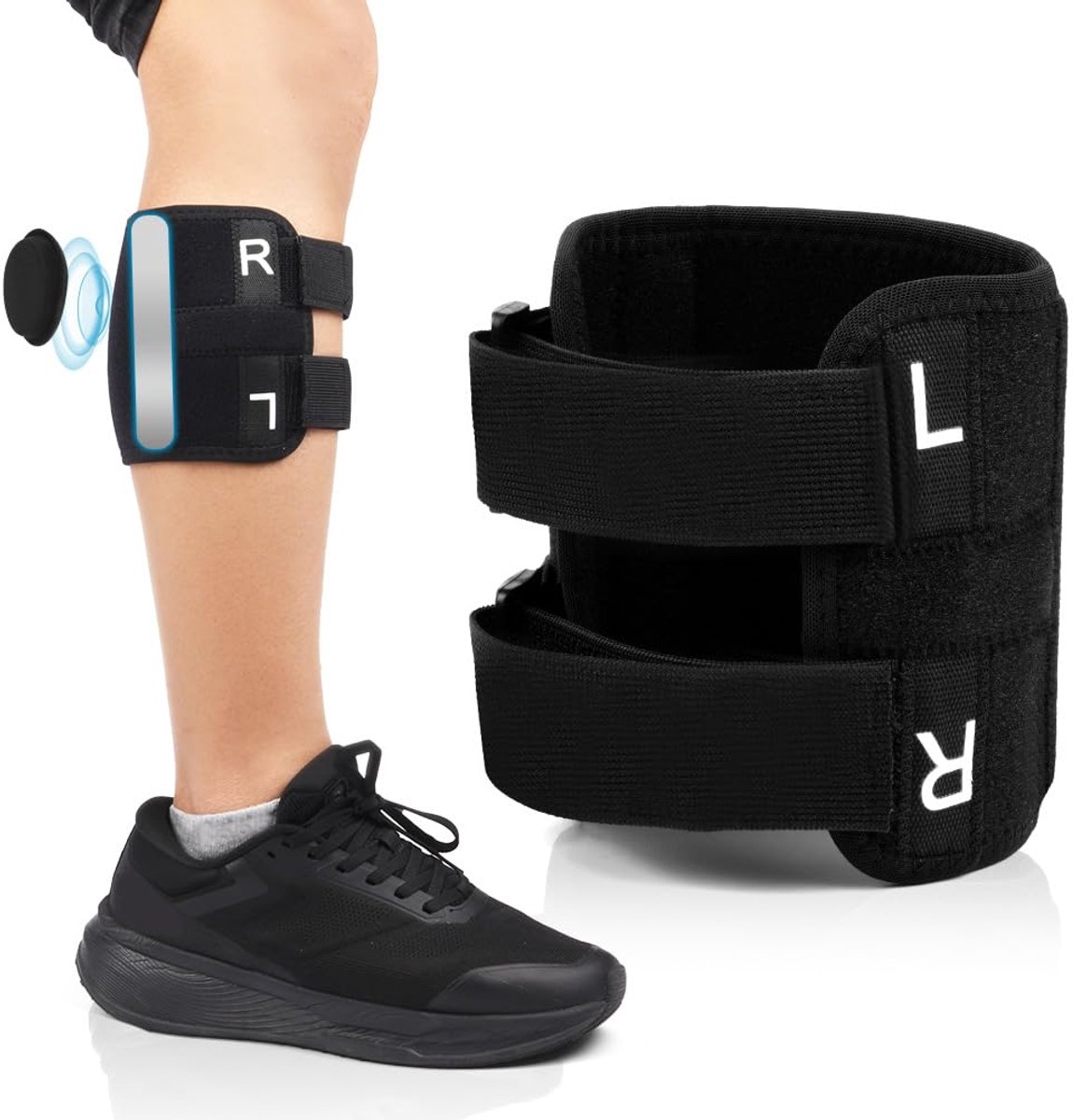 Kuitbrace voor Zenuwen,Kalf Ondersteuning Brace voor Vrouwen en Mannen,Knieband voor Patellapees met Dubbele Afneembare Drukkussentjes voor Hardlopen,Wandelen,Sportschooloefeningen