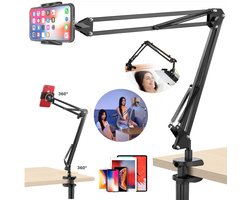 Mobiele Telefoonhouder, Tablet- en Telefoonhouder Voor in Bed, Flexibele, 360° Draaibare Lange Arm, Overheadstatief.