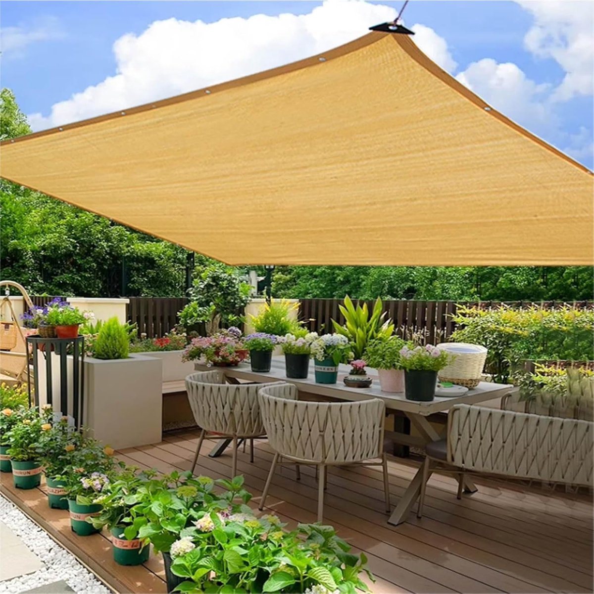 UV-bestendig zonnescherm, rechthoekig, tuinnet, schaduwdoek, 5x7 meter
