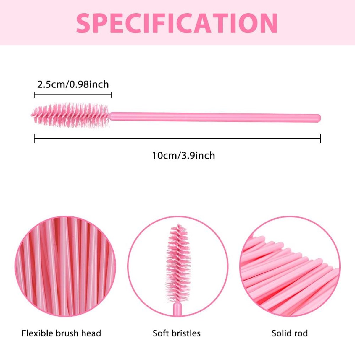 150 stuks wegwerpwimperborstels, wimperextensionsborstels, wimperextensionsaccessoires, wimperborstel voor schoonheidssalons en thuisgebruik, cosmetische borstelset voor valse wimpers (roze)