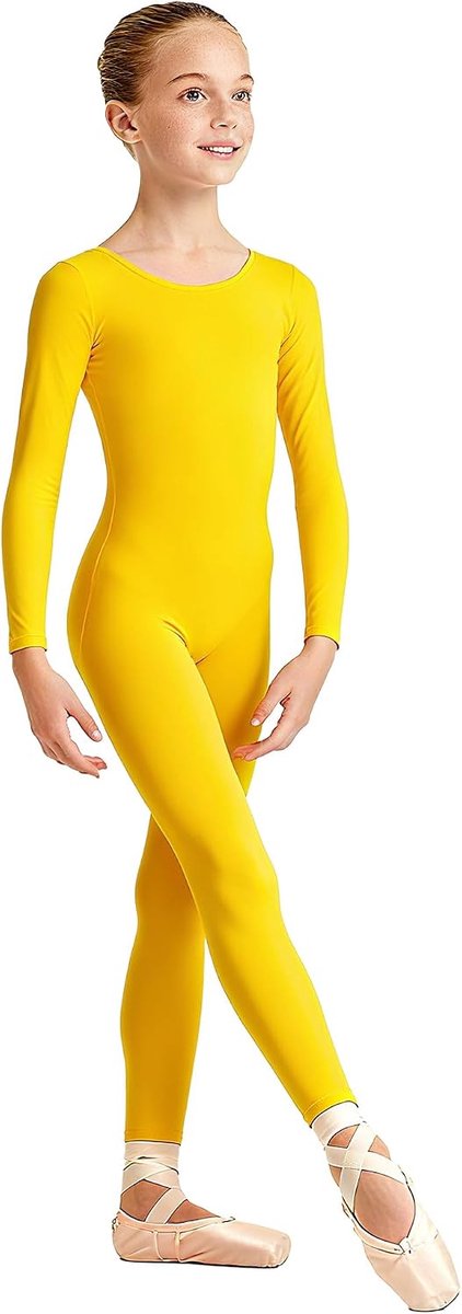 Full Body Dance Unitard Jumpsuit met lange mouwen voor meisjes, met ritssluiting aan de achterkant, voor balletgymnastiek