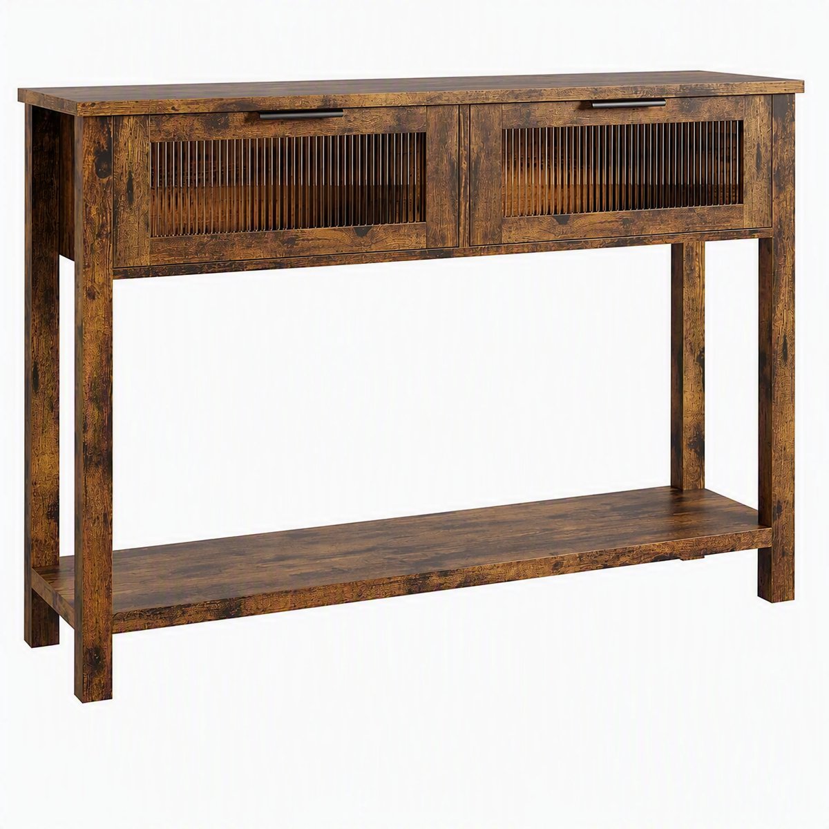 Nutrella - Consoletafel - Wandtafel - Decoratietafel - 2 Opberglades - Onderplank - Stevig frame - Rustiek - 110 x 30 x 80 cm - Bruin