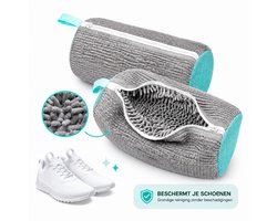 Tomec® Schoenenwaszak Set van 2 Stuks – 2-Delige Waszak Schoenen met Rits – Wasmachine Wasnet voor Schoenen & Sneakers – Aan Schoenvorm Aangepast Ontwerp – 360° Uitgebreide Reiniging