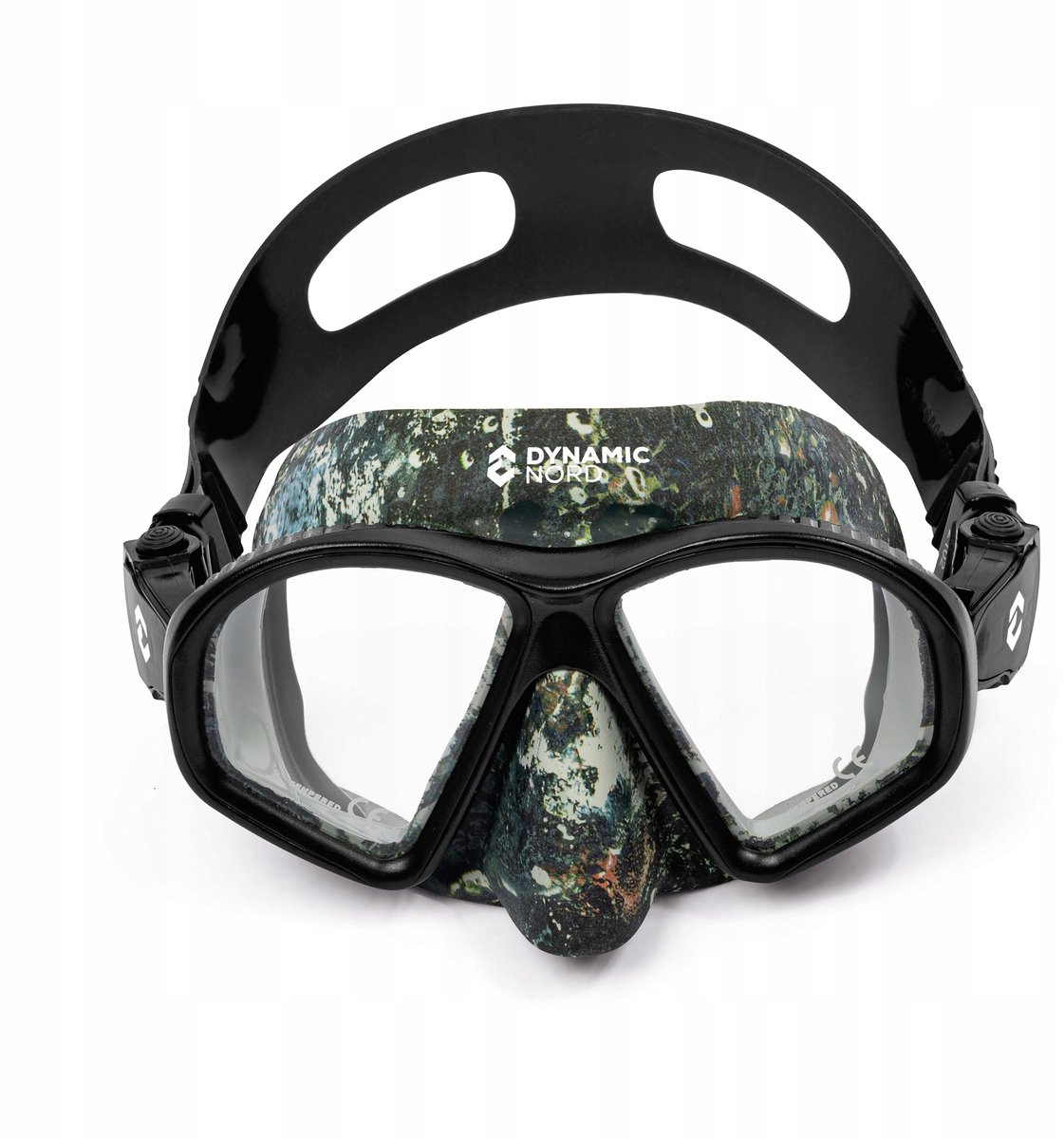 Merkloze Duikbril Zwart Camouflage - Lage Volume voor Onderwaterjacht
